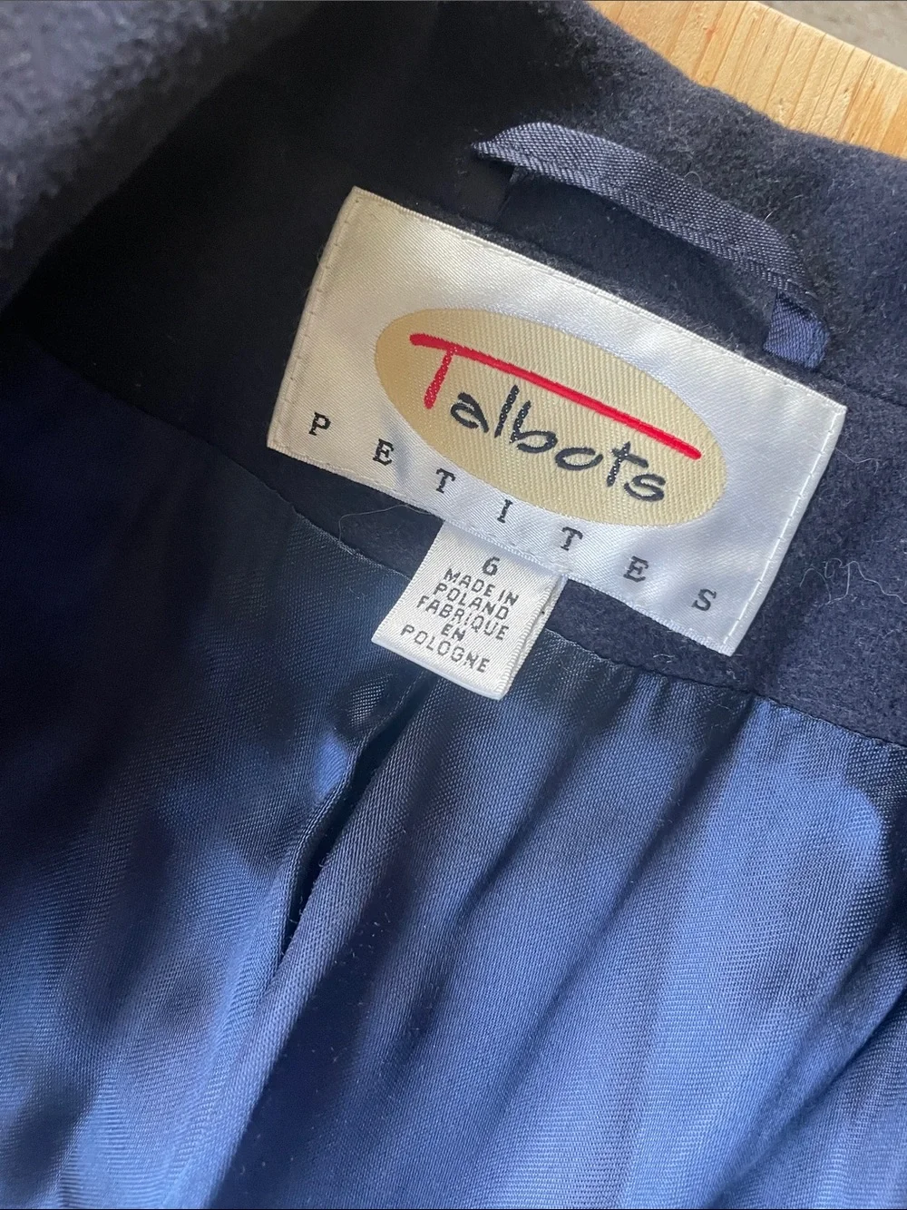 Talbots Cashmere Wool Double Breasted Navy Petite Pea Coat